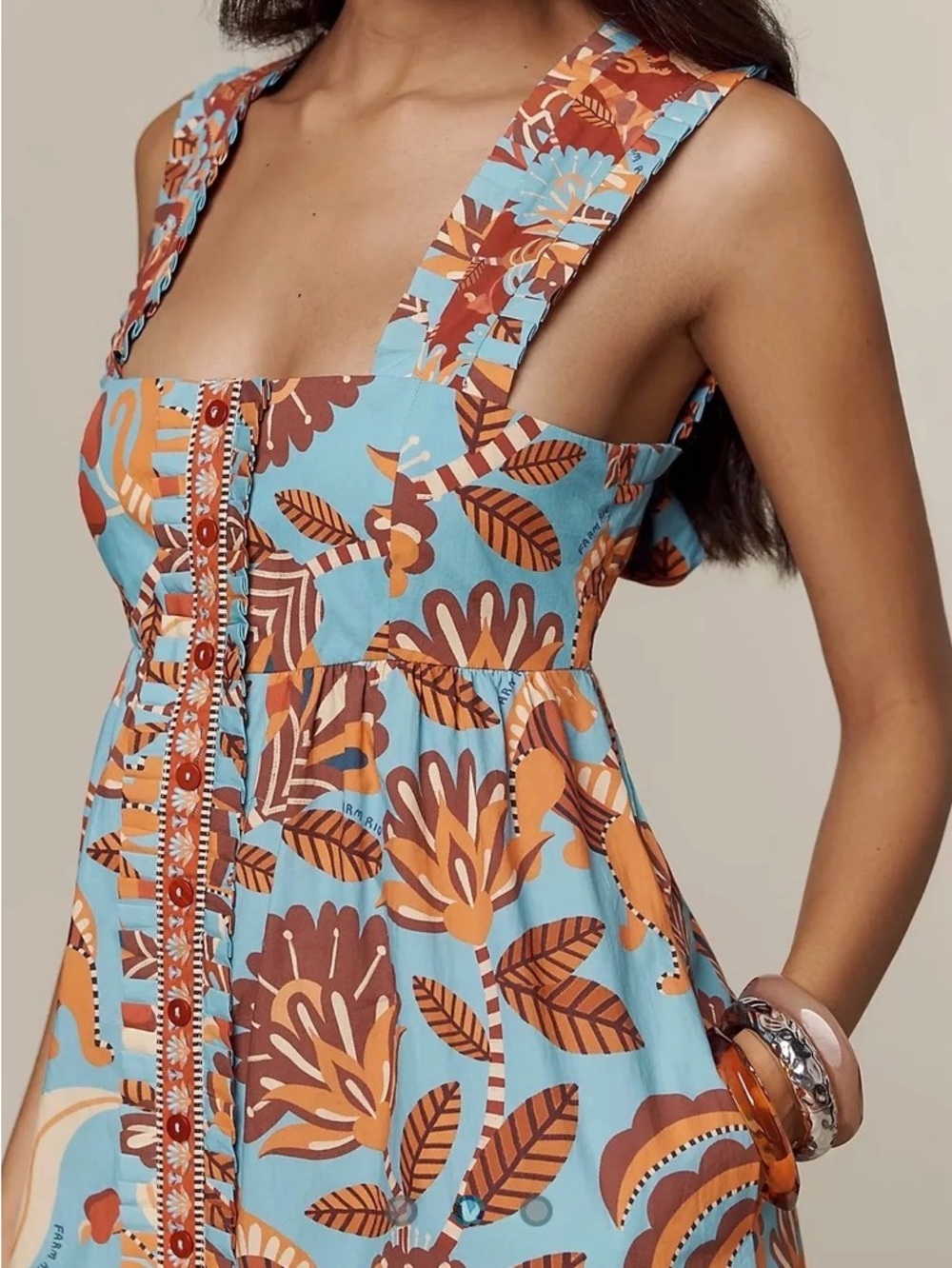FARM Rio x Anthropologie Square-Neck Midi Dress - Picture 3 of 12